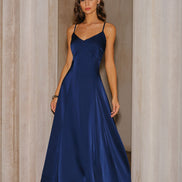 Navy A-Line Slip Maxi Dress