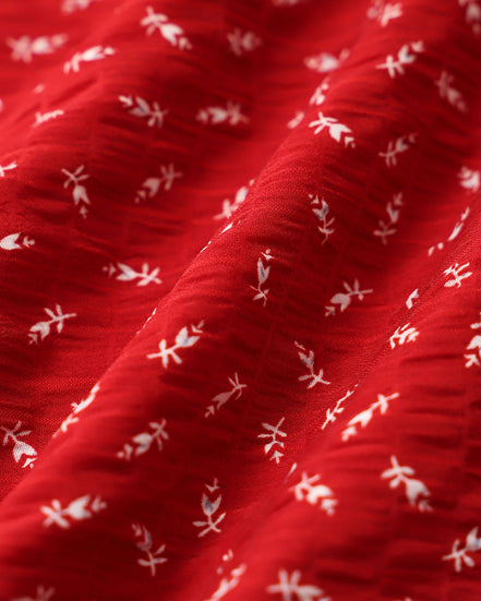 Red Floral V Neck Ruffle Maxi Dress