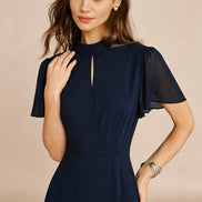 Blue Turtle Butterfly Sleeve Midi Dress