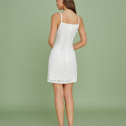 White Textured Slip Mini Dress