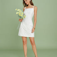 White Textured Slip Mini Dress