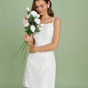 White Textured Slip Mini Dress