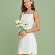 White Textured Slip Mini Dress
